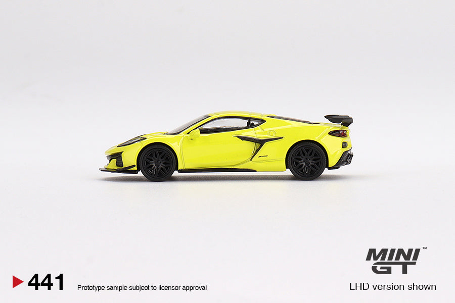 TSM Mini GT 1:64 Chevrolet Corvette Z06 2023 Accelerate Yellow (LHD)
