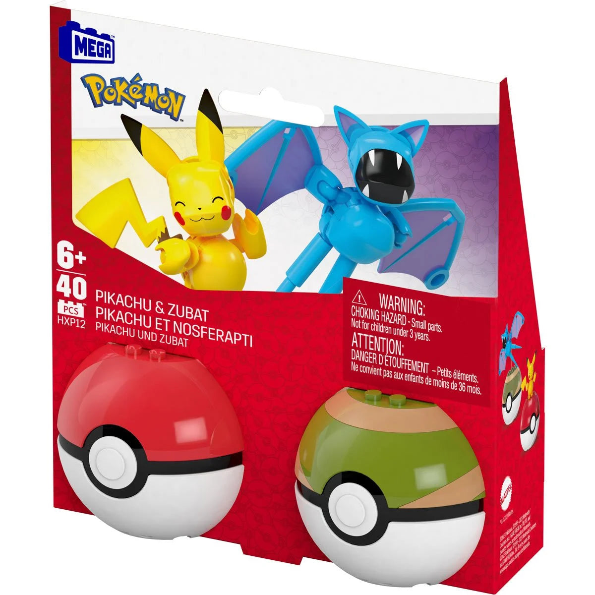 Mega Construx Pokemon Pokeball 2 pack Pikachu Zubat Spider Lily Toys