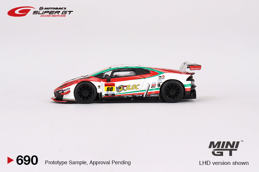 TSM Mini GT 1:64 Lamborghini Huracán GT3 EVO2 #88 "JLOC Lamborghini GT3" JLOC 2023 SUPER GT SERIES