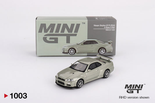 TSM Mini GT 1:64 Nissan Skyline GT-R (R34) V-Spec II Nür Millenium Jade RHD