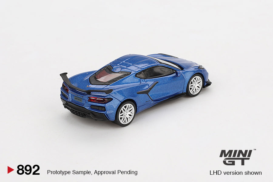 TSM Mini GT 1:64 Chevrolet Corvette Z06 2023 Elkhart Lake Blue Metallic RHD