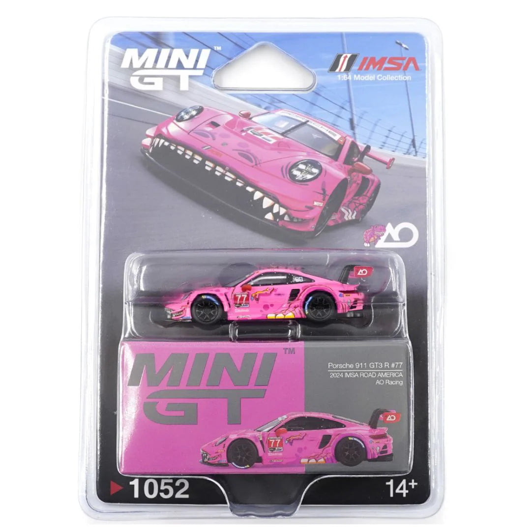 TSM Mini GT 1:64 Porsche 911 GT3 R #77 AO Racing 2024 IMSA Road America - Blister Packaging