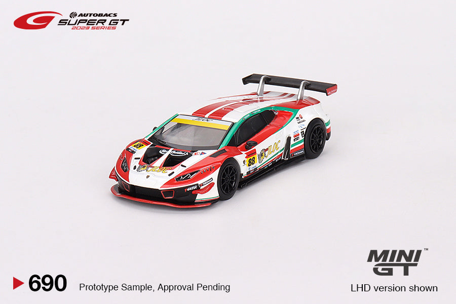 TSM Mini GT 1:64 Lamborghini Huracán GT3 EVO2 #88 "JLOC Lamborghini GT3" JLOC 2023 SUPER GT SERIES