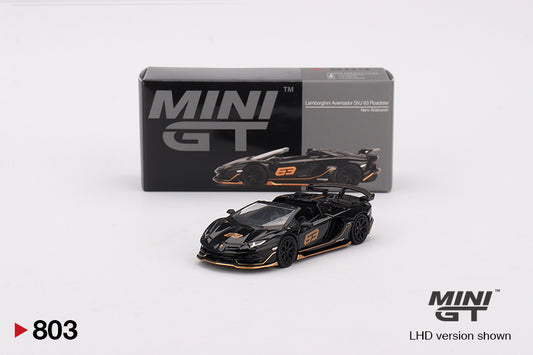 TSM Mini GT 1:64 Lamborghini Aventador SVJ 63 Roadster Nero Aldebaran