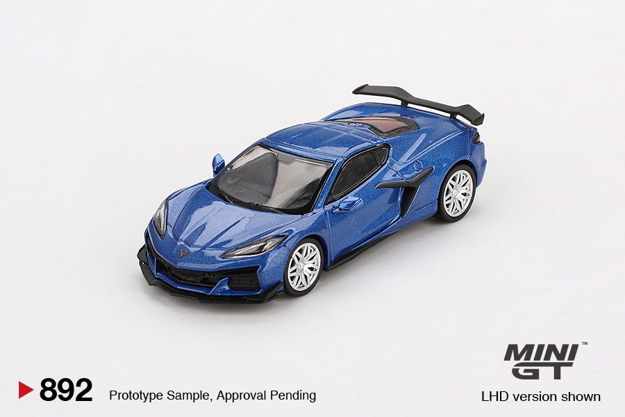 TSM Mini GT 1:64 Chevrolet Corvette Z06 2023 Elkhart Lake Blue Metallic RHD