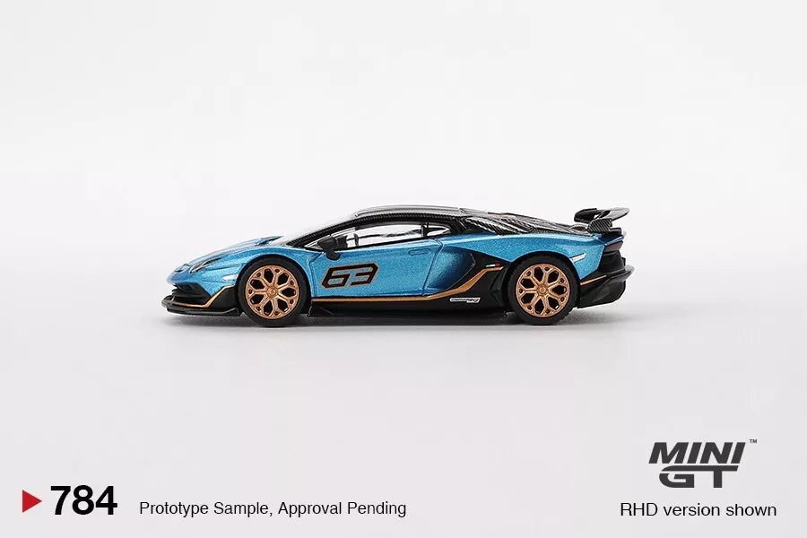 TSM Mini GT 1:64 Lamborghini Aventador SVJ 63 Blu Aegir