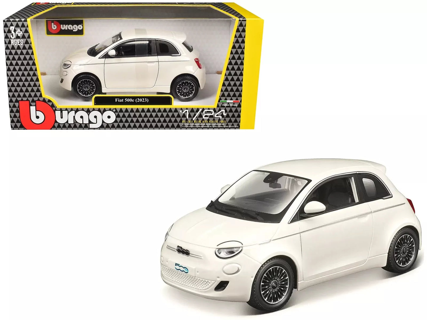 1:24 Fiat 500e (2023) White Diecast Model Car