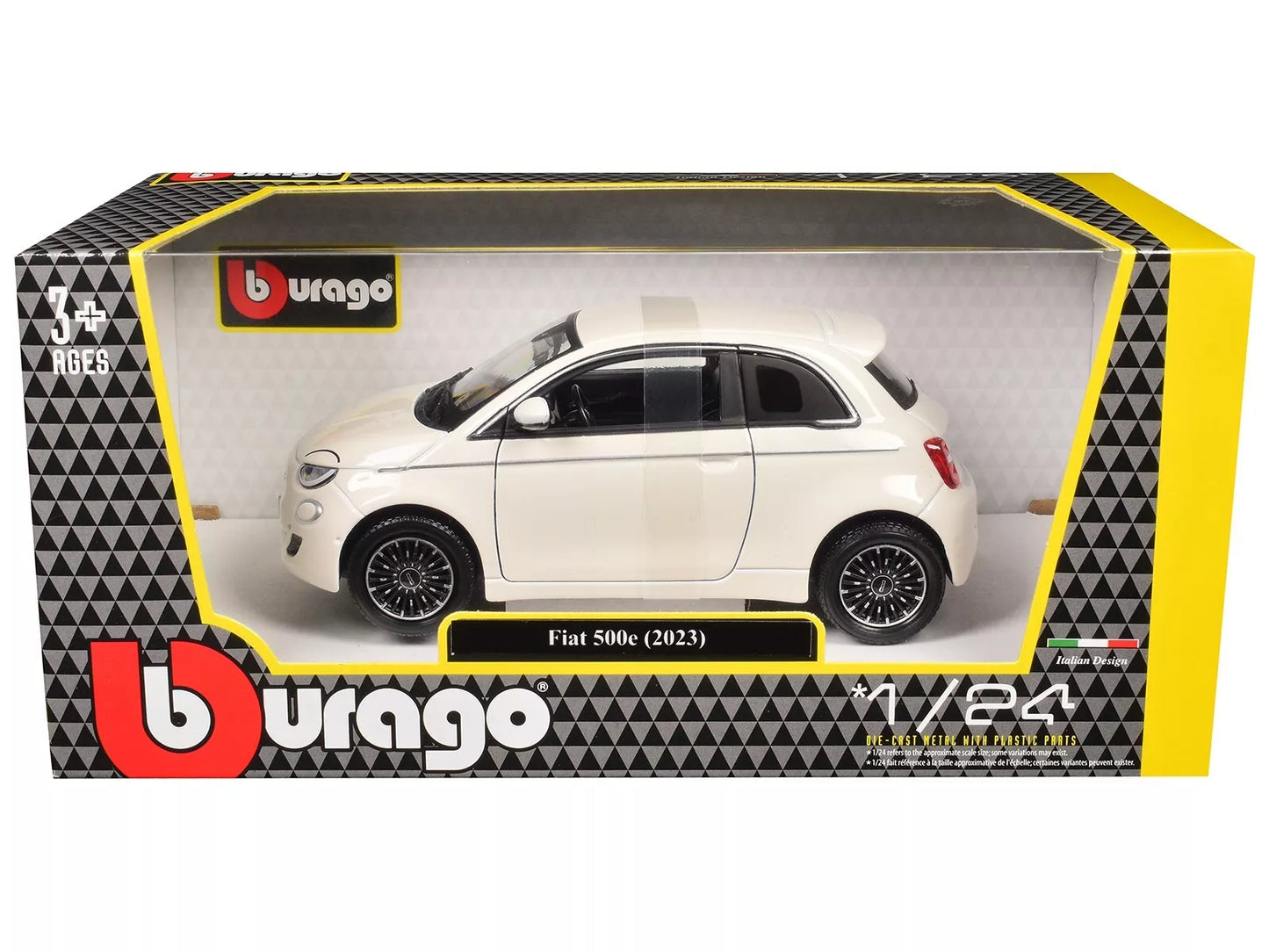 1:24 Fiat 500e (2023) White Diecast Model Car