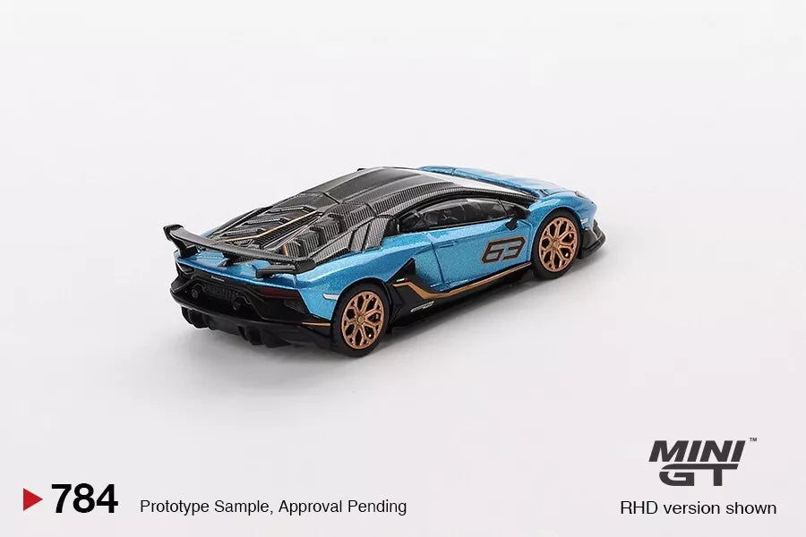TSM Mini GT 1:64 Lamborghini Aventador SVJ 63 Blu Aegir