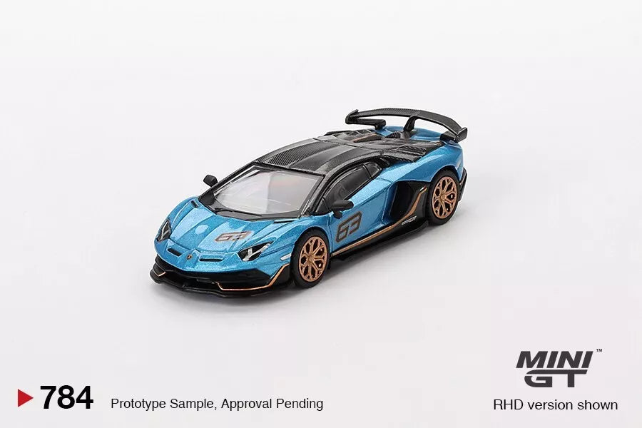 TSM Mini GT 1:64 Lamborghini Aventador SVJ 63 Blu Aegir