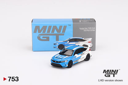 TSM Mini GT 1:64 Honda Civic Type R #3 2023 Pace Car Blue