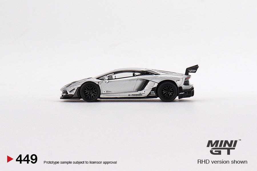 TSM Mini GT 1:64 LB WORKS Lamborghini Aventador Limited Edition Matt Silver RHD