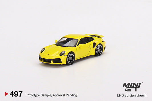 TSM Mini GT 1:64 Porsche 911 Turbo S Racing Yellow (RHD)