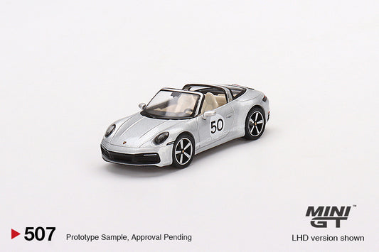 TSM Mini GT 1:64 Porsche 911 Targa 4S Heritage Design Edition GT Silver Metallic (RHD)