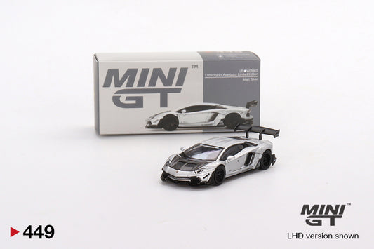 TSM Mini GT 1:64 LB WORKS Lamborghini Aventador Limited Edition Matt Silver RHD