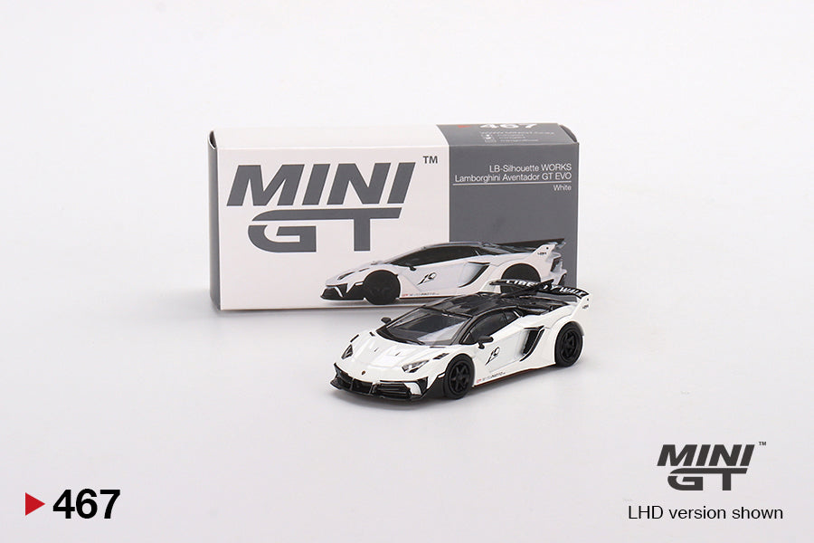 TSM Mini GT 1:64 LB-Silhouette WORKS Lamborghini Aventador GT EVO White (LHD)