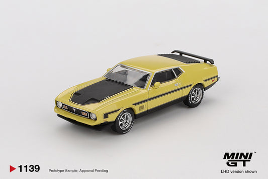 TSM Mini GT 1:64 Ford Mustang Mach1 Grabber Yellow
