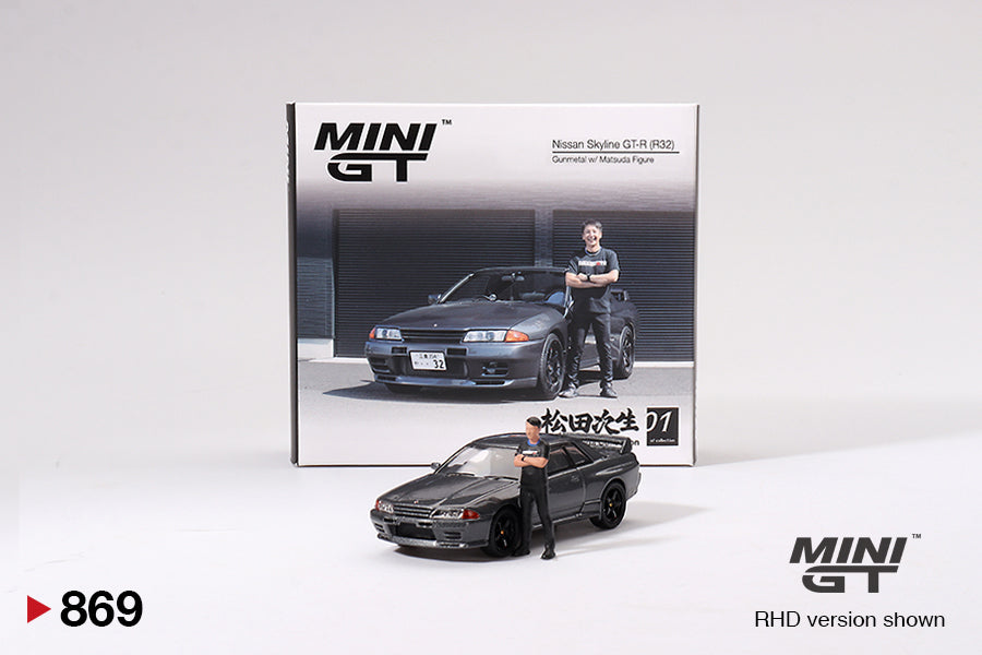 Nissan Skyline GT-R (R32) Gunmetal W/ Matsuda Figure Tsugio Matsuda Collection