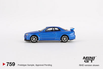 TSM Mini GT 1:64 Nissan Skyline GT-R (R34) V-Spec Bayside Blue