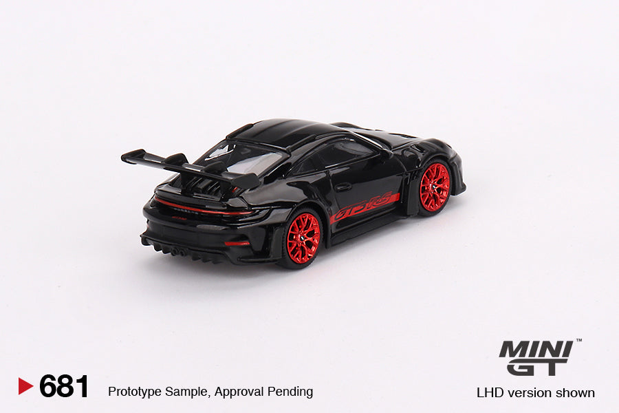 TSM Mini GT 1:64 Porsche 911 (992) GT3 RS Black with Pyro Red (RHD)