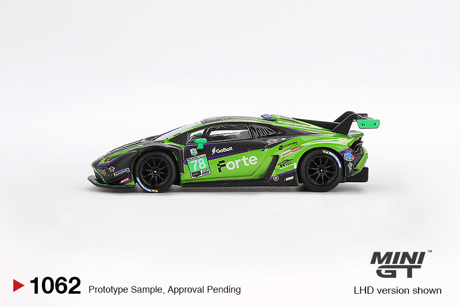 TSM Mini GT 1:64 Lamborghini Huracán GT3 EVO2 #78 Forte Racing 2024 IMSA Daytona 24 Hrs