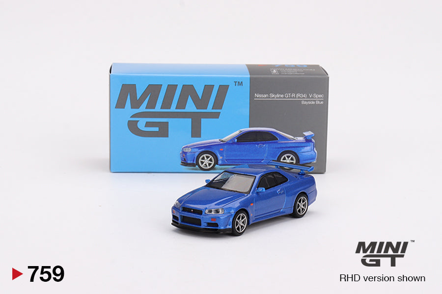 TSM Mini GT 1:64 Nissan Skyline GT-R (R34) V-Spec Bayside Blue