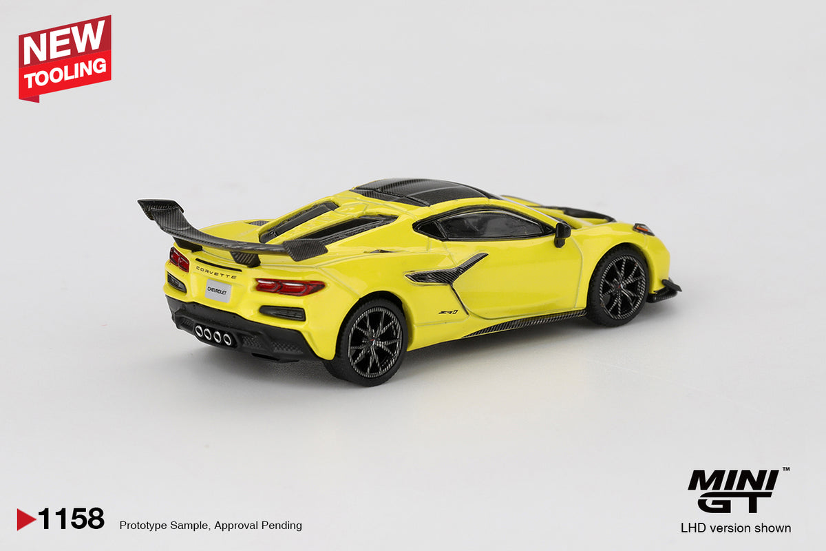 TSM Mini GT 1:64 Chevrolet Corvette ZR1 Accelerate Yellow Diecast Model Car
