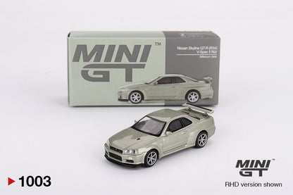 TSM Mini GT 1:64 Nissan Skyline GT-R (R34) V-Spec II Nür Millenium Jade RHD