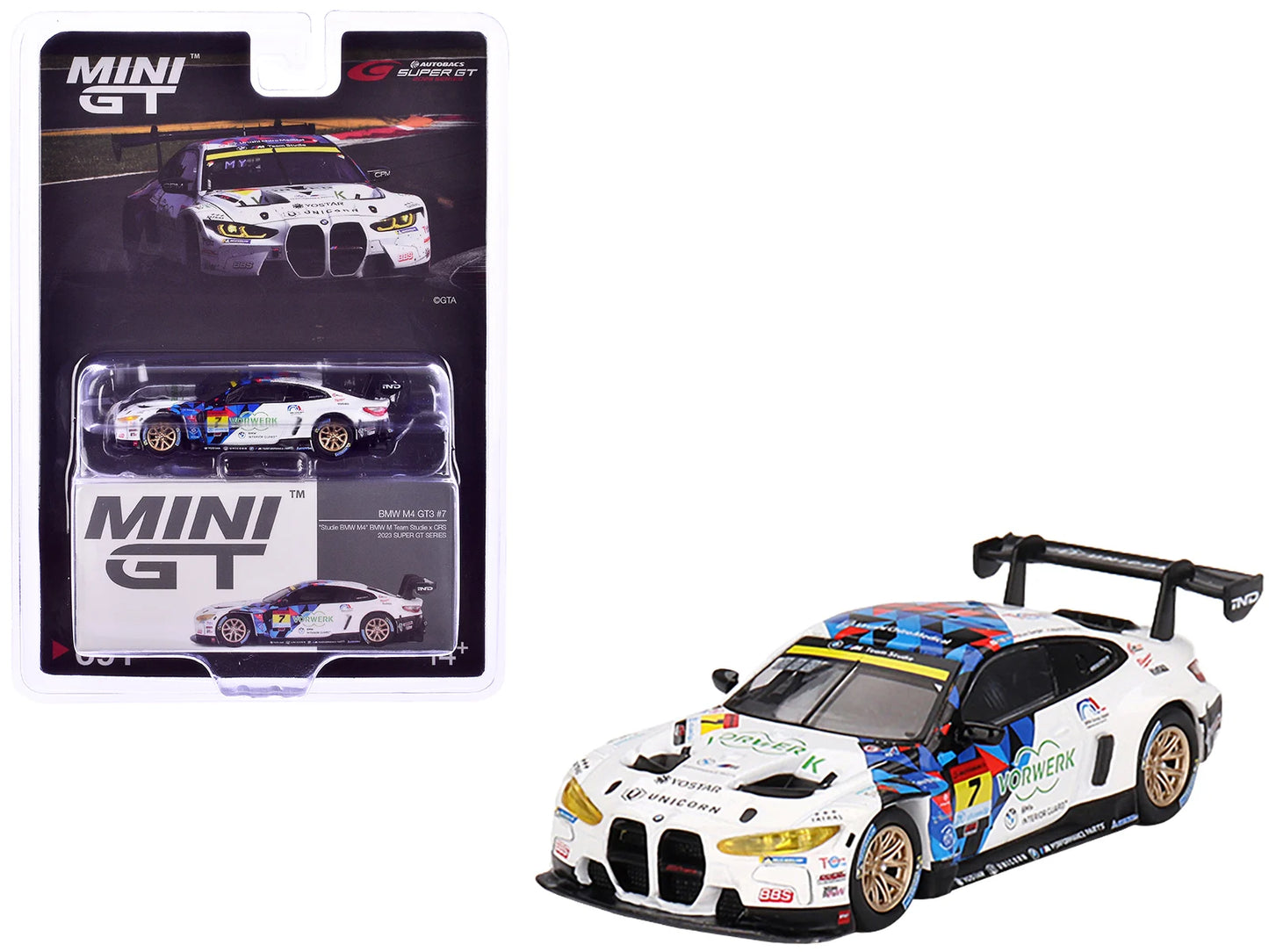 TSM Mini GT 1:64 BMW M4 GT3 #7 "Studie BMW M4" BMW M Team Studie x CRS 2023 SUPER GT SERIES