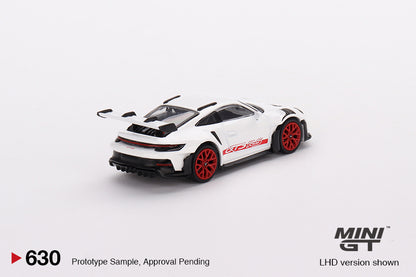 TSM Mini GT 1:64 Porsche 911 (992) GT3 RS White with Pyro Red Accent Package (RHD)