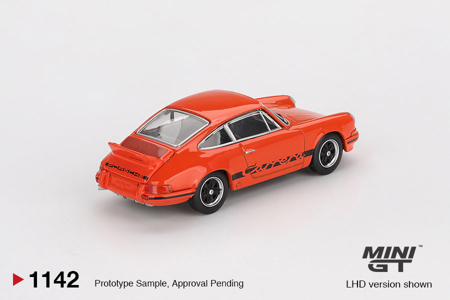 TSM Mini GT 1:64 Porsche 911 Carrera RS 2.7 Tangerine with Black Livery RHD