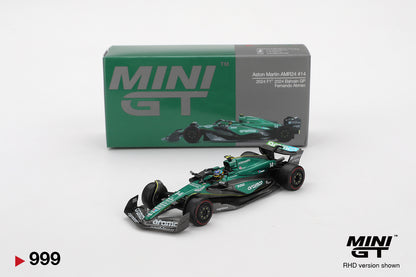 TSM Mini GT 1:64 Aston Martin AMR24 #14 Fernando Alonso 2024 F1 2024 Bahrain GP
