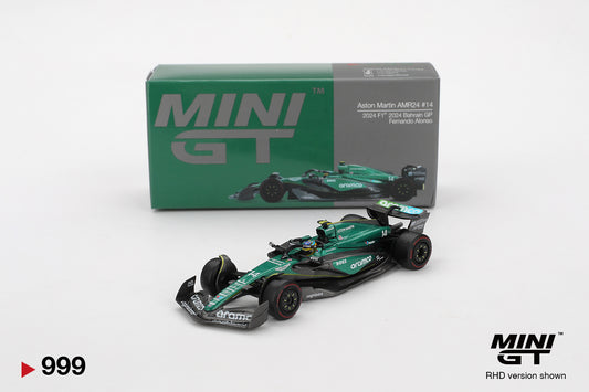 TSM Mini GT 1:64 Aston Martin AMR24 #14 Fernando Alonso 2024 F1 2024 Bahrain GP