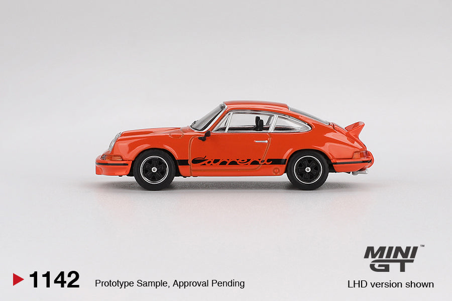 TSM Mini GT 1:64 Porsche 911 Carrera RS 2.7 Tangerine with Black Livery RHD
