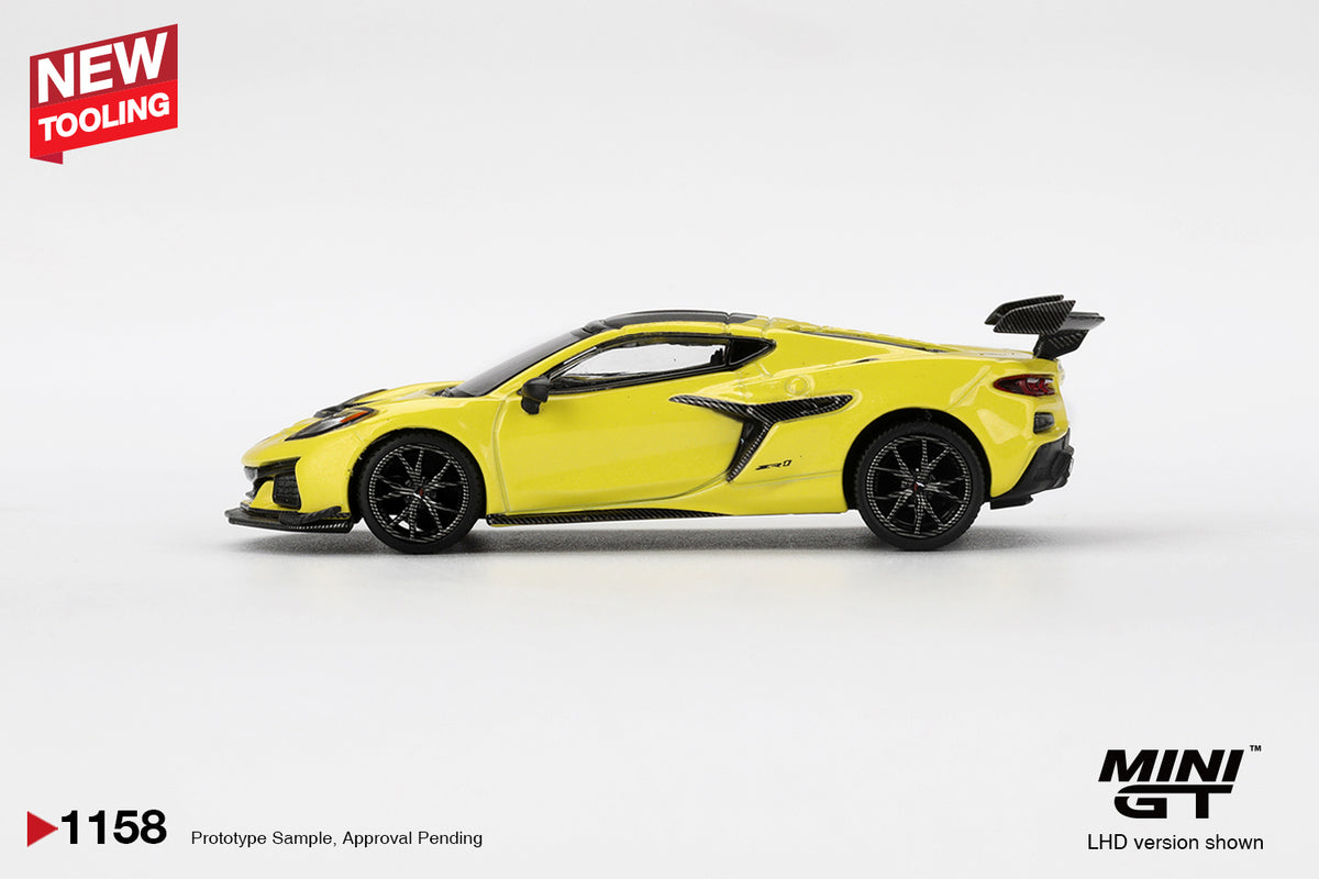 TSM Mini GT 1:64 Chevrolet Corvette ZR1 Accelerate Yellow Diecast Model Car
