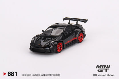 TSM Mini GT 1:64 Porsche 911 (992) GT3 RS Black with Pyro Red (RHD)