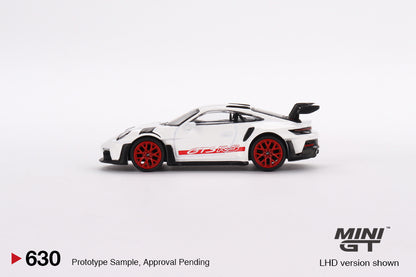 TSM Mini GT 1:64 Porsche 911 (992) GT3 RS White with Pyro Red Accent Package (RHD)