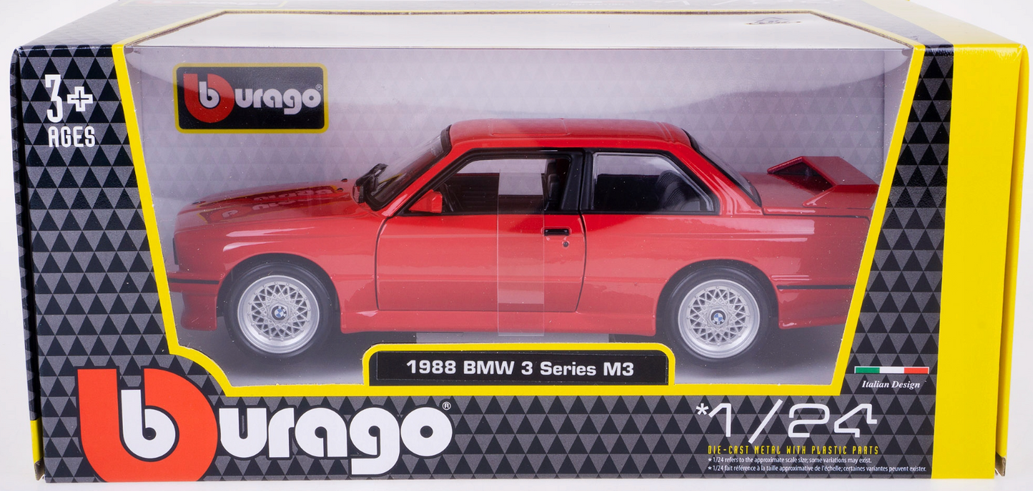 1:24 BMW M3 (E30) 1988 Red Diecast Model Car