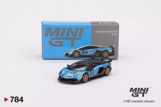 TSM Mini GT 1:64 Lamborghini Aventador SVJ 63 Blu Aegir