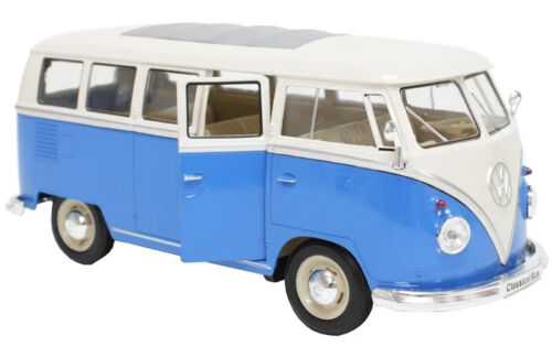 1:24 1963 Volkswagen T1 Bus Blue & White Diecast Model